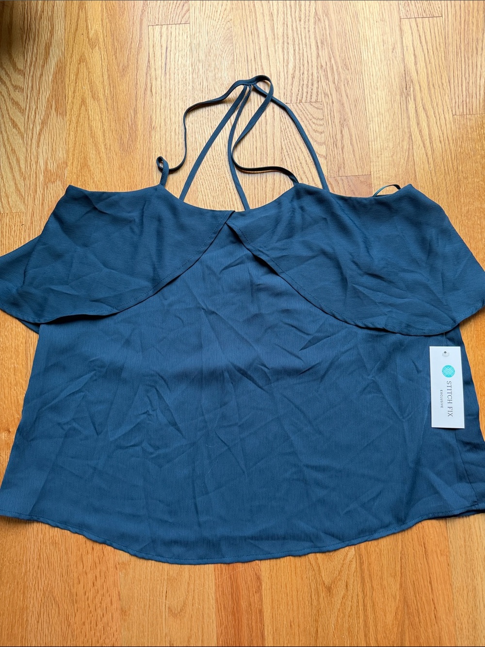 19 Cooper Teal Layered Ruffle-Strap Cami
